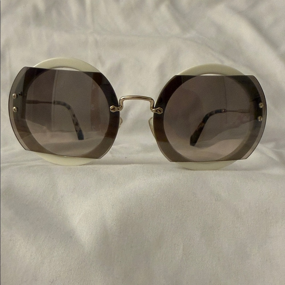 Miu Miu Stylish Gold and Brown Sunglasses